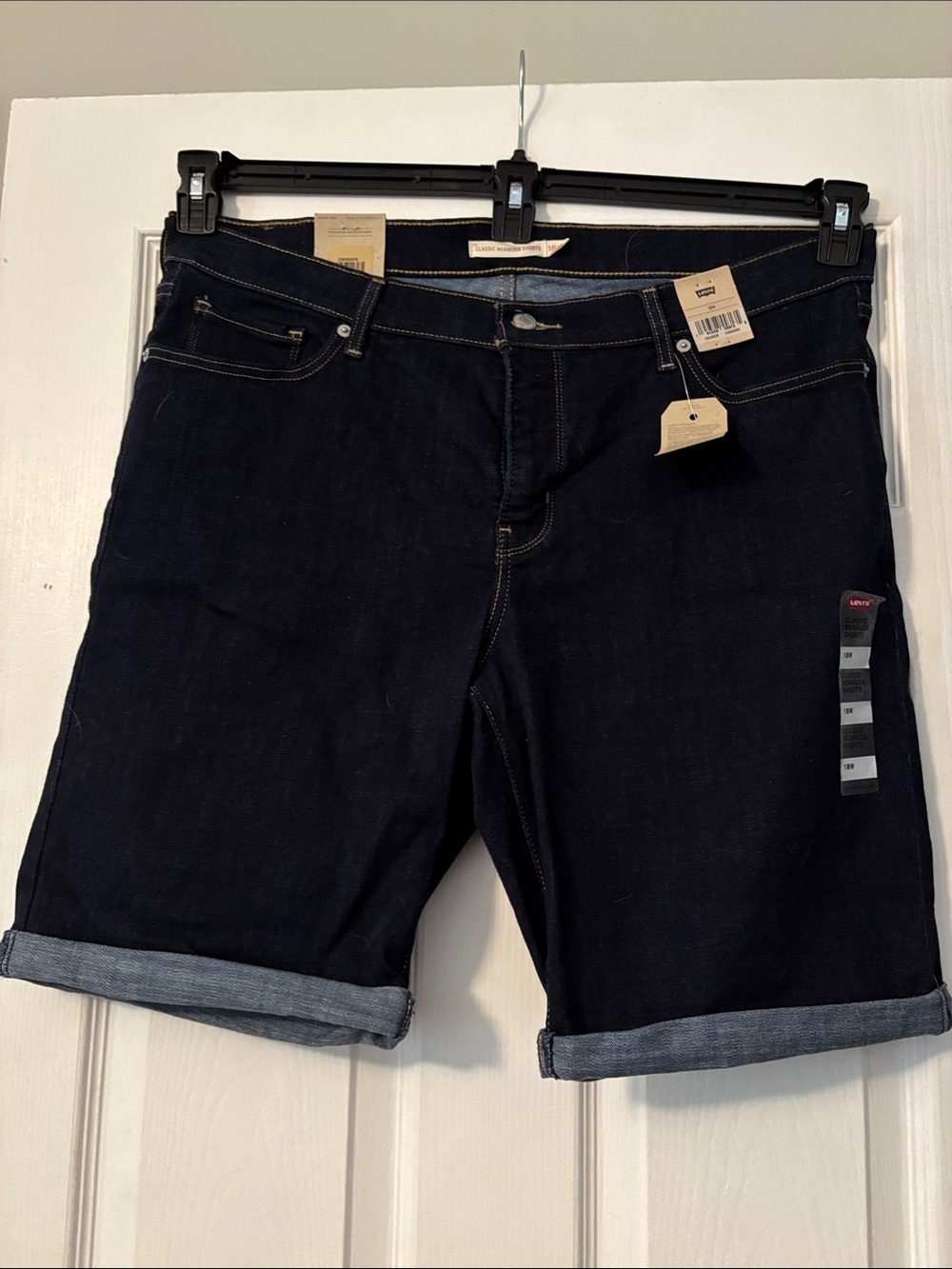 Levi's Women's Dark Indigo Cuffed Denim Bermuda Shorts